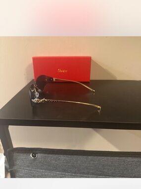 Cartier Gold Frame Sunglasses with Dark Gradient Lenses